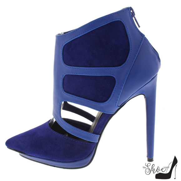 The Shoe Loft Shoes - Diya Royal Blue Cut Out Booties The Shoe Loft Shoes - Diya Royal Blue Cut Out Booties